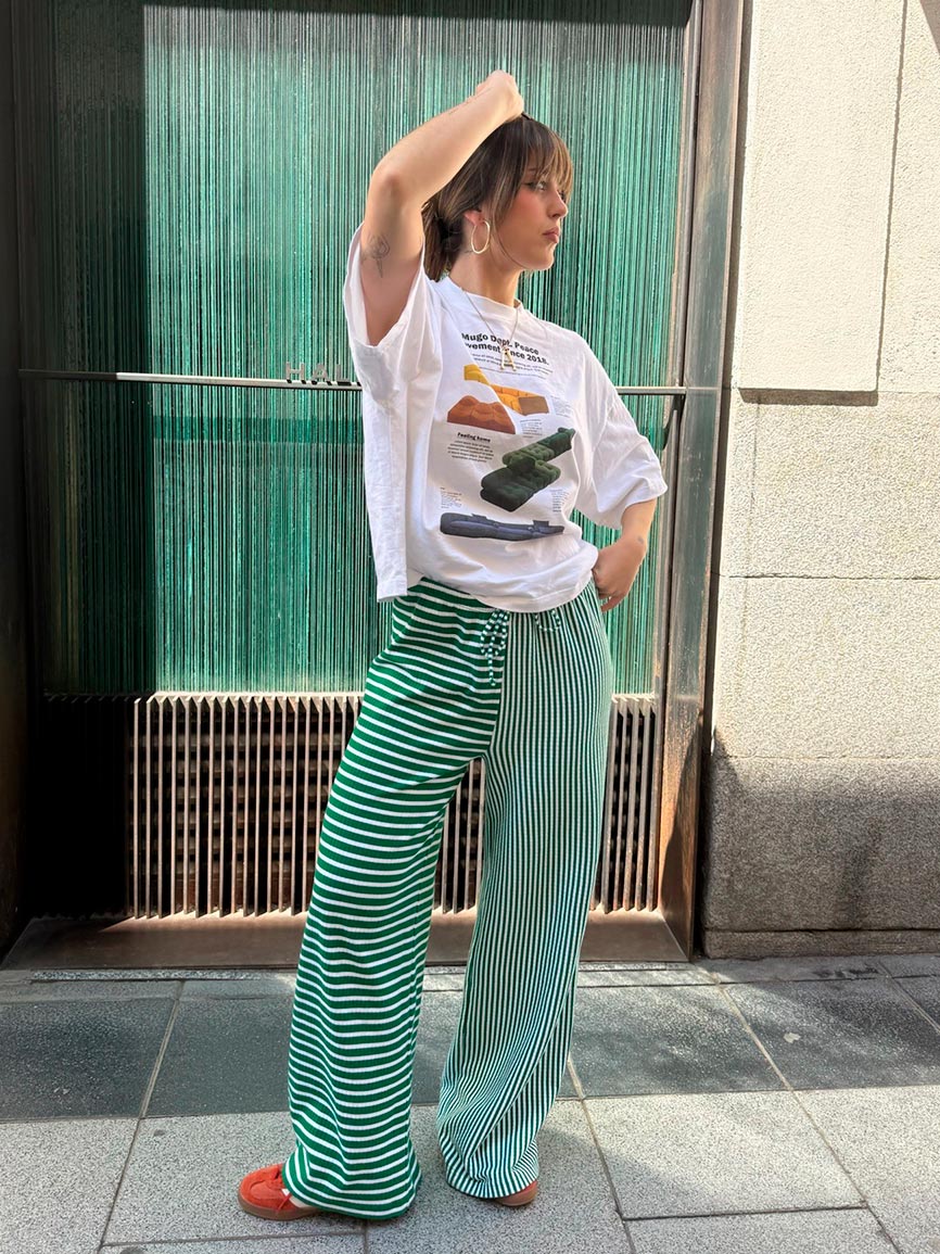 GREEN STRIPED PANTS