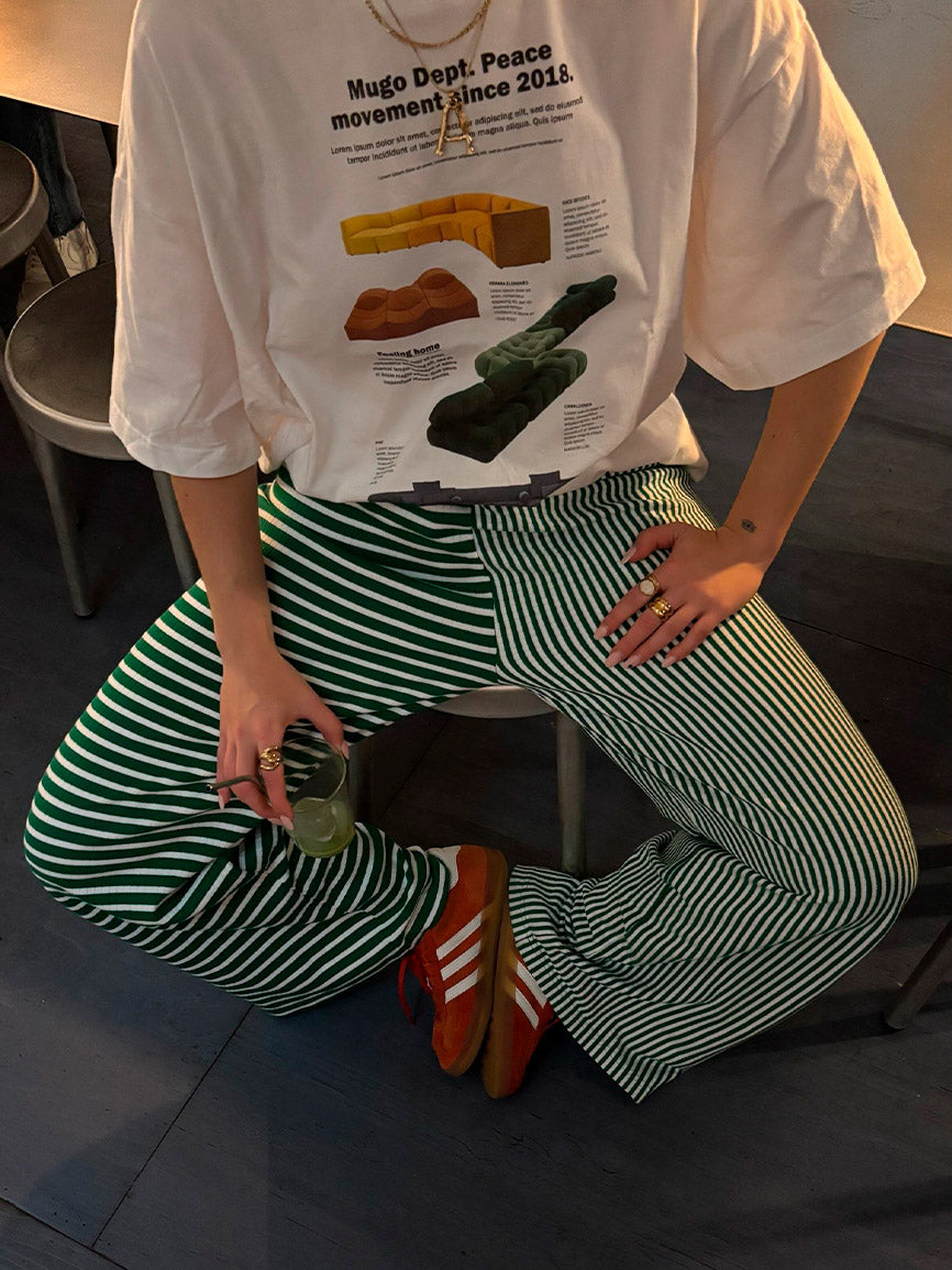 GREEN STRIPED PANTS