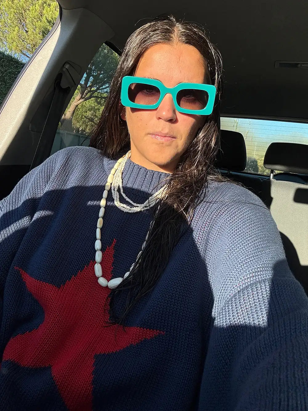 NAVY RED STAR DOUBLE KNIT