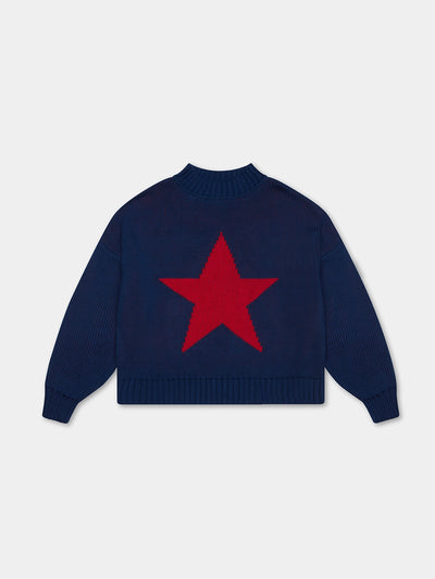 NAVY RED STAR DOUBLE KNIT