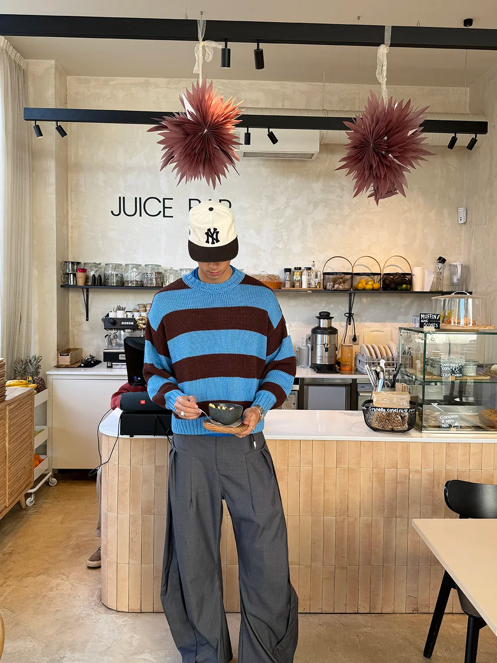 BROWNBLUE STRIPED KNIT