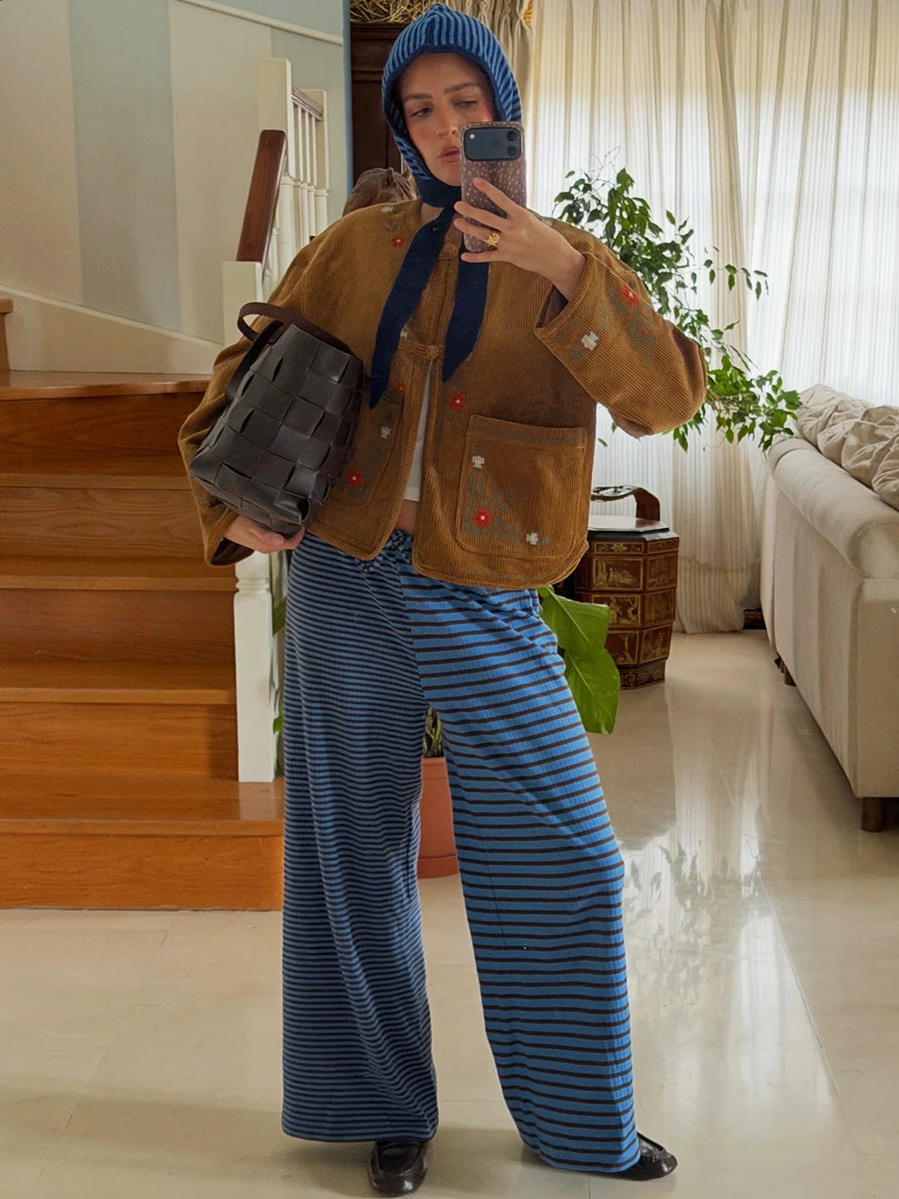 BROWNBLUE STRIPED PANTS