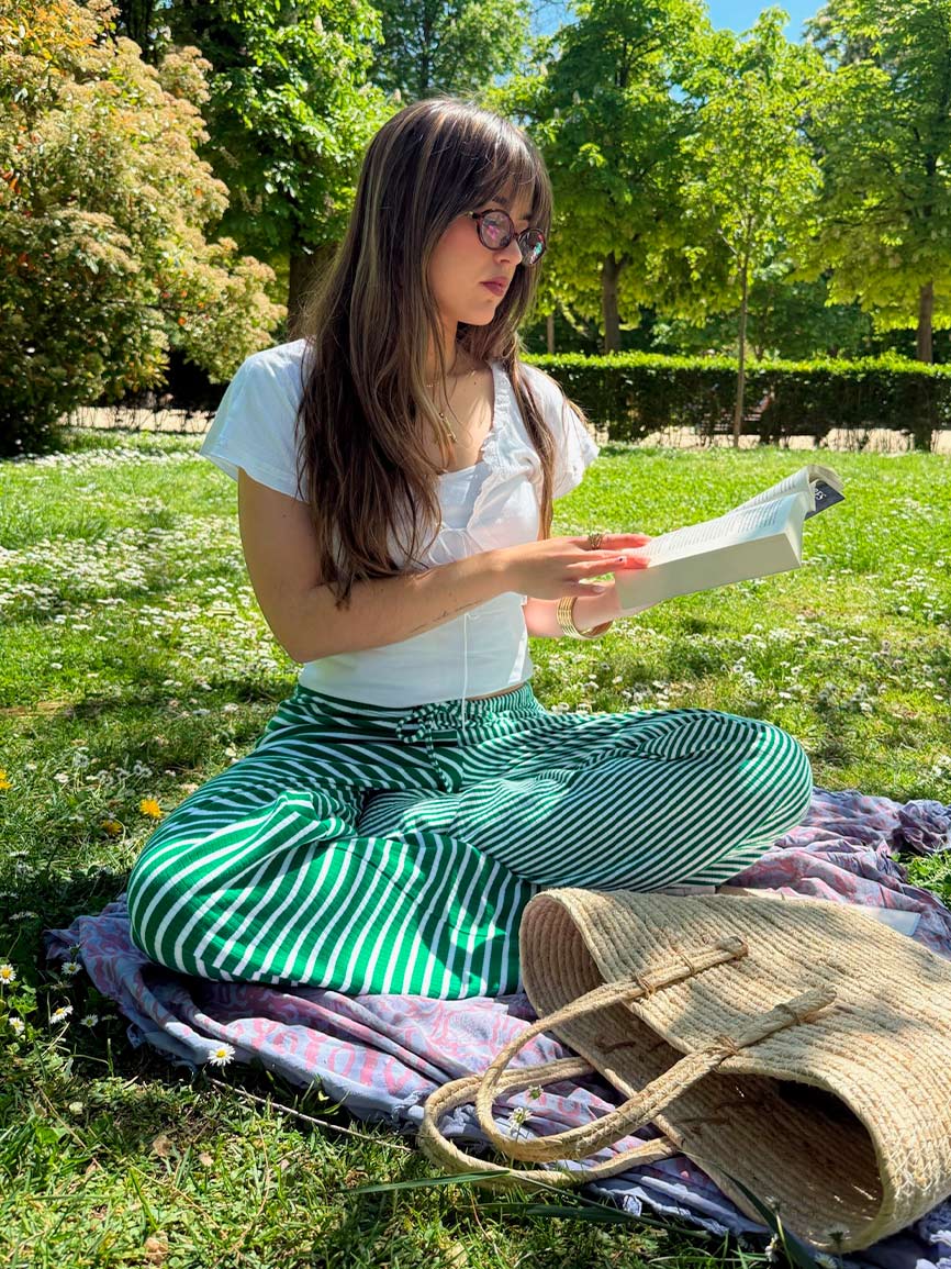 GREEN STRIPED PANTS
