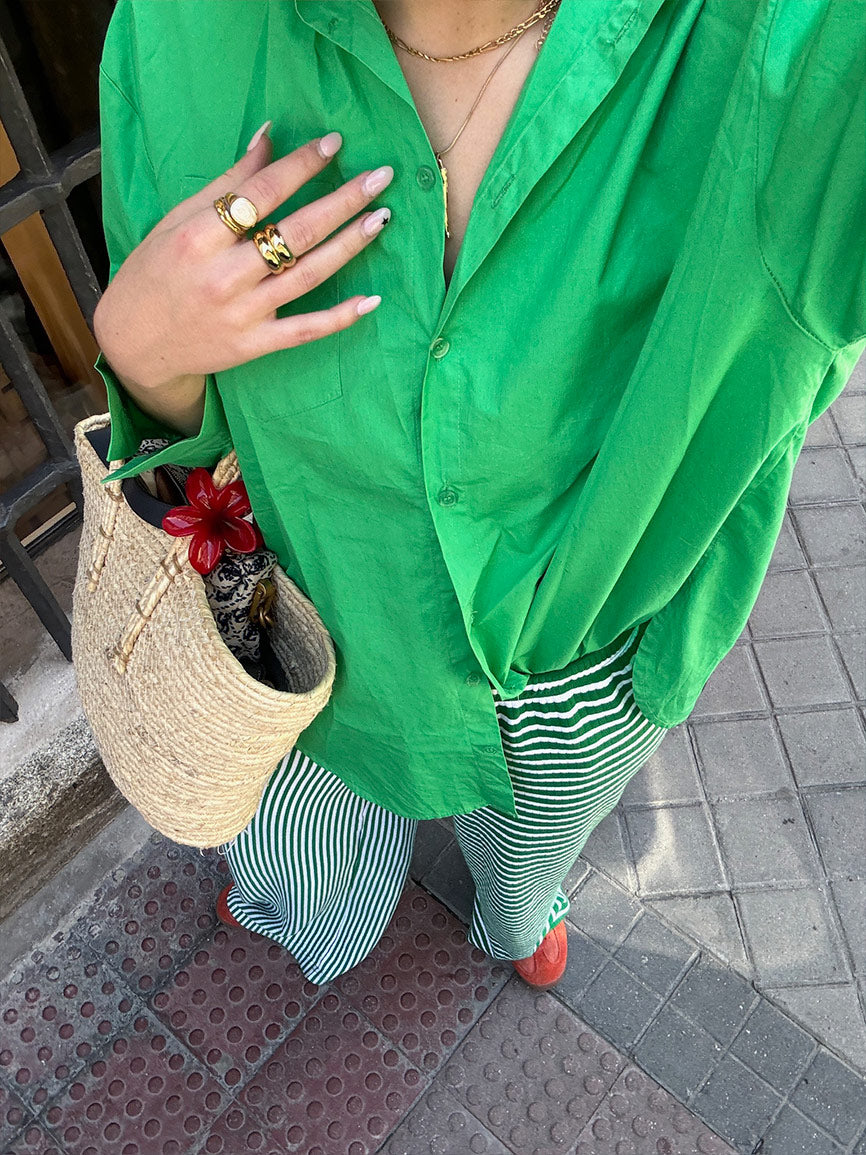 GREEN STRIPED PANTS