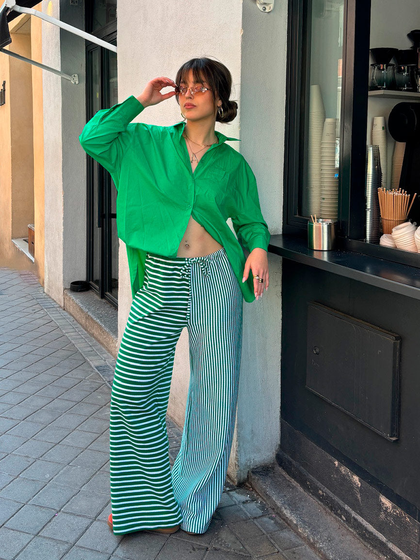 GREEN STRIPED PANTS