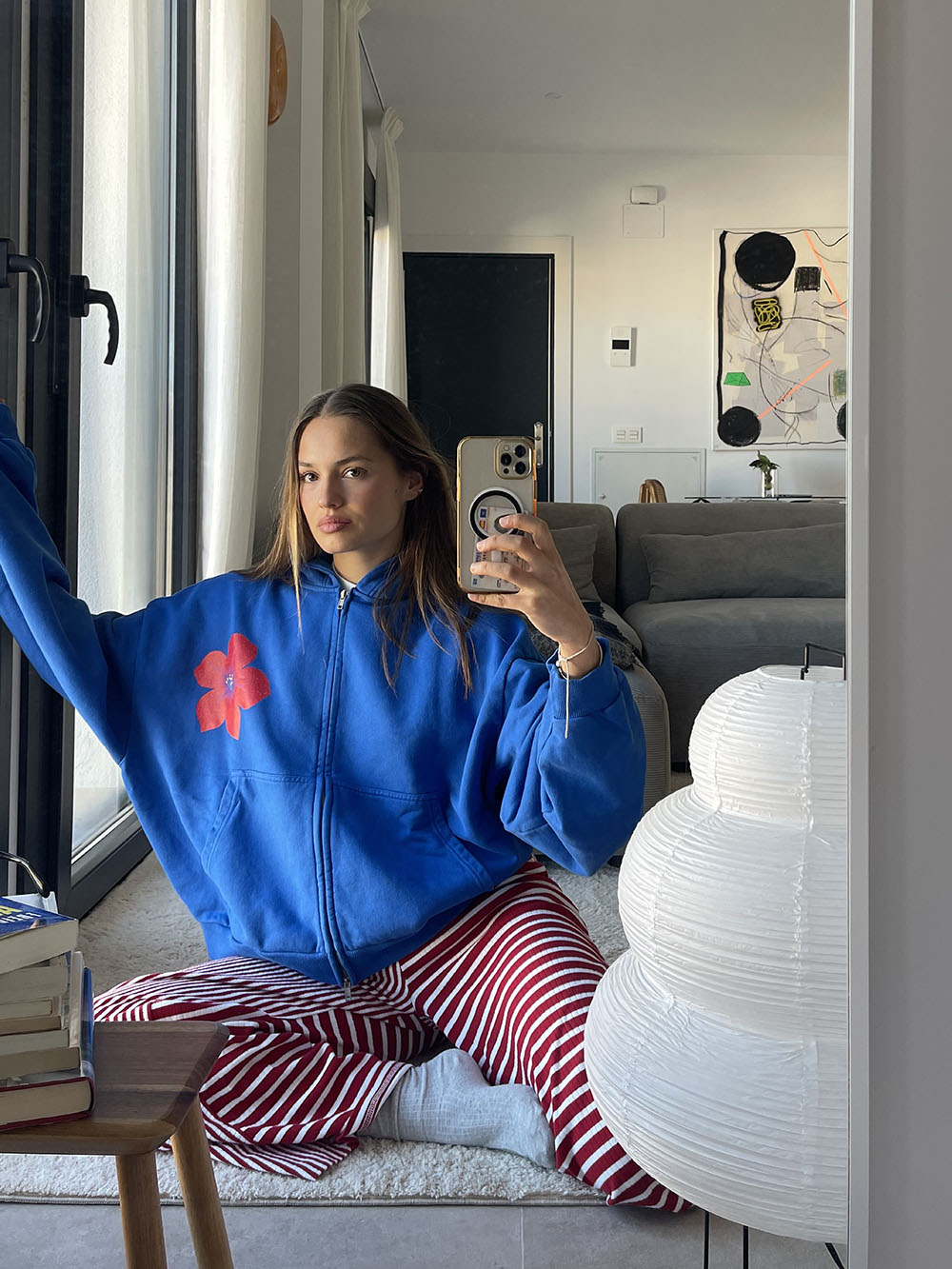 HIBISCUS BLUE ZIP HOODIE