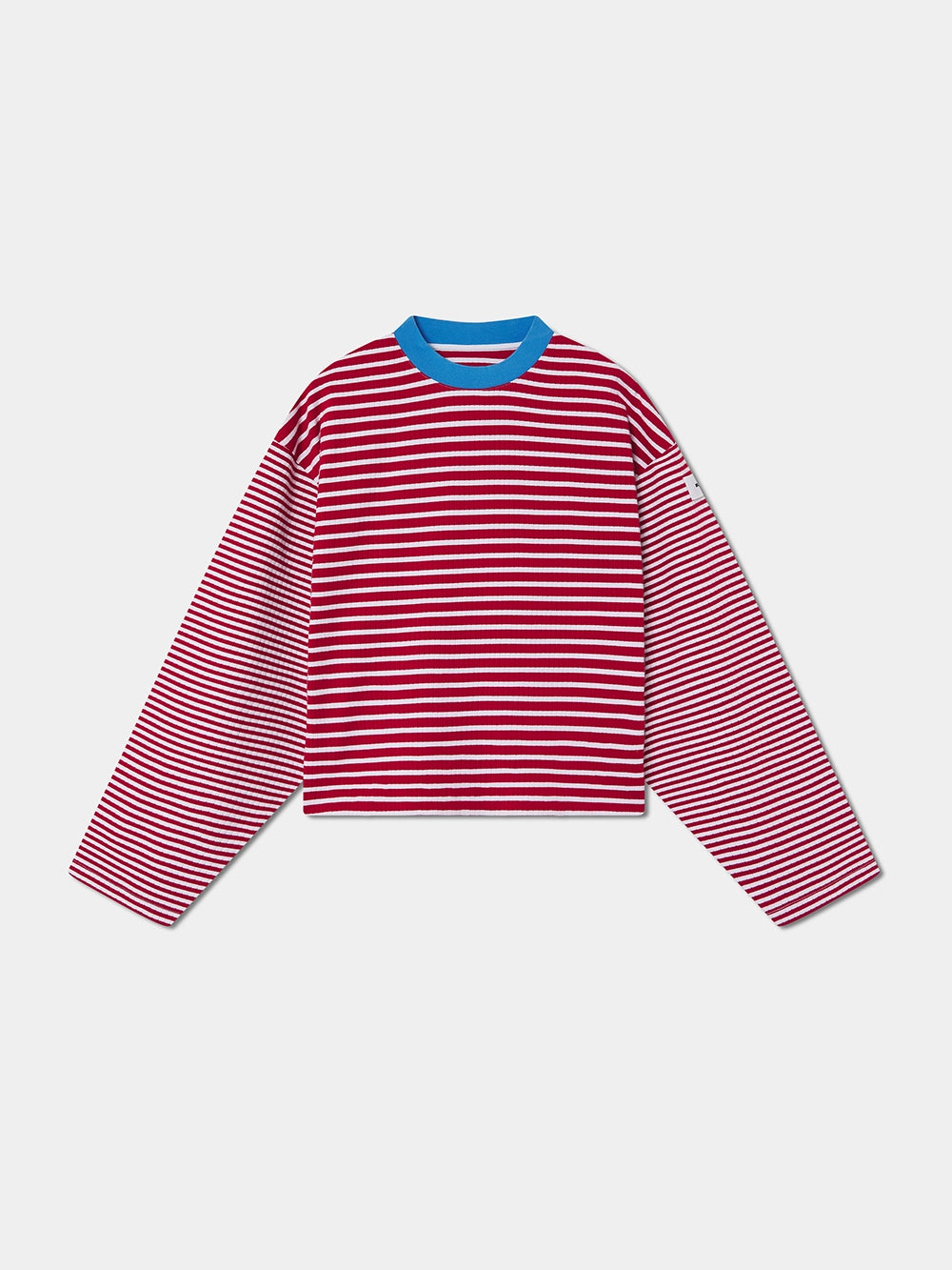 KNIT STRIPED PULLOVER RED