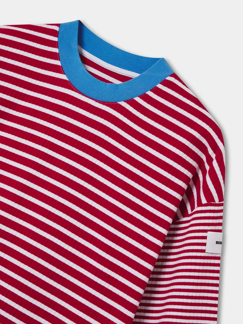 KNIT STRIPED PULLOVER RED