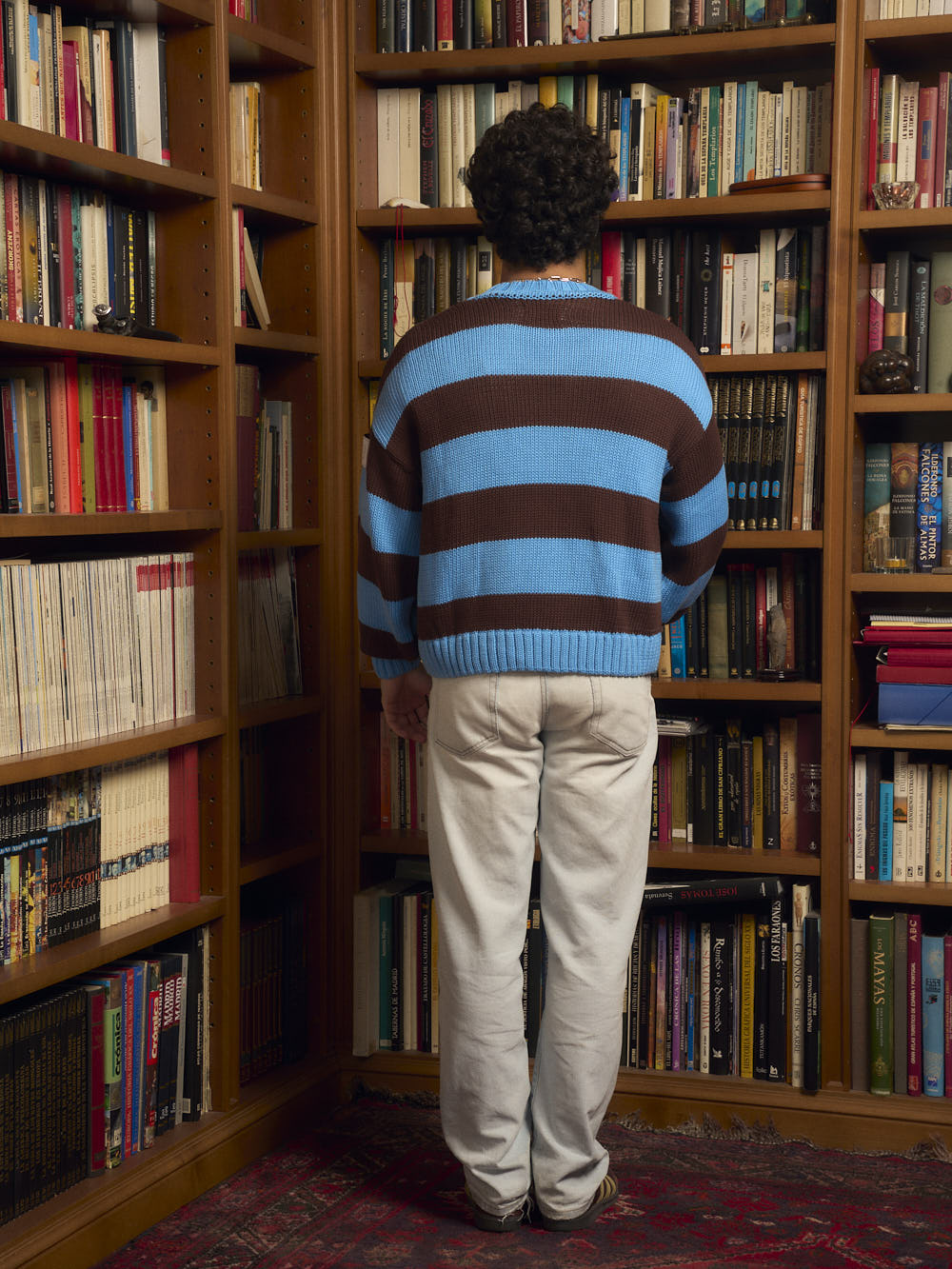 BROWN BLUE STRIPED KNIT