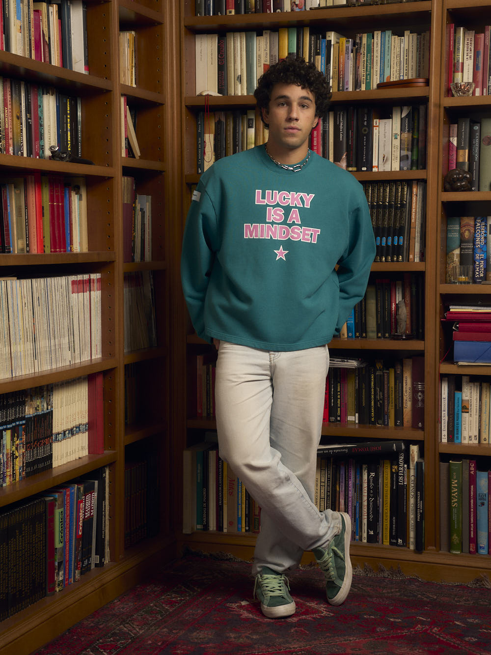 LUCKY MINDSET GREEN CREWNECK