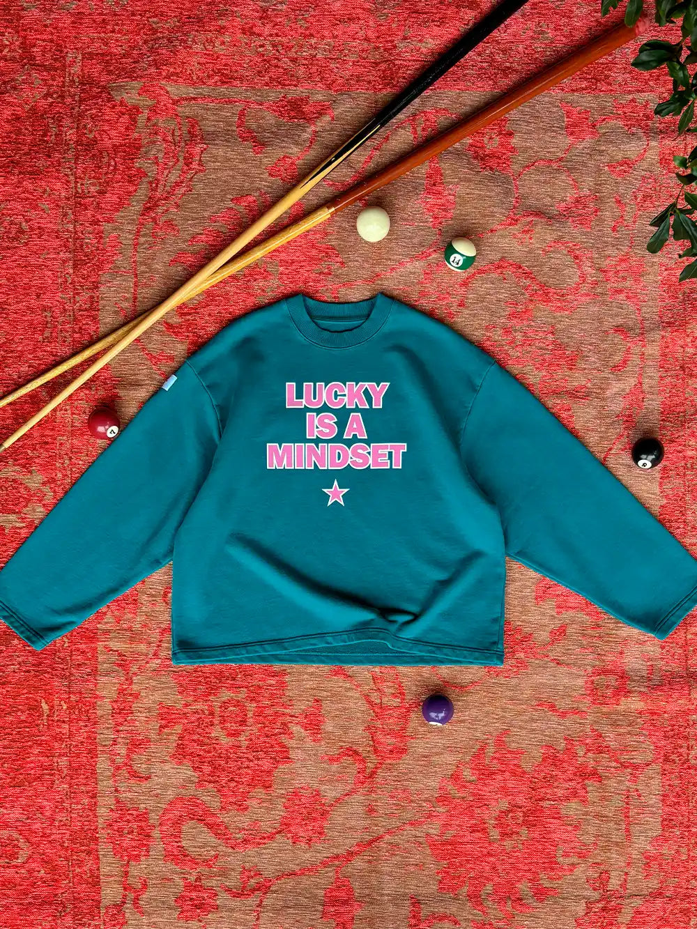 LUCKY MINDSET GREEN CREWNECK