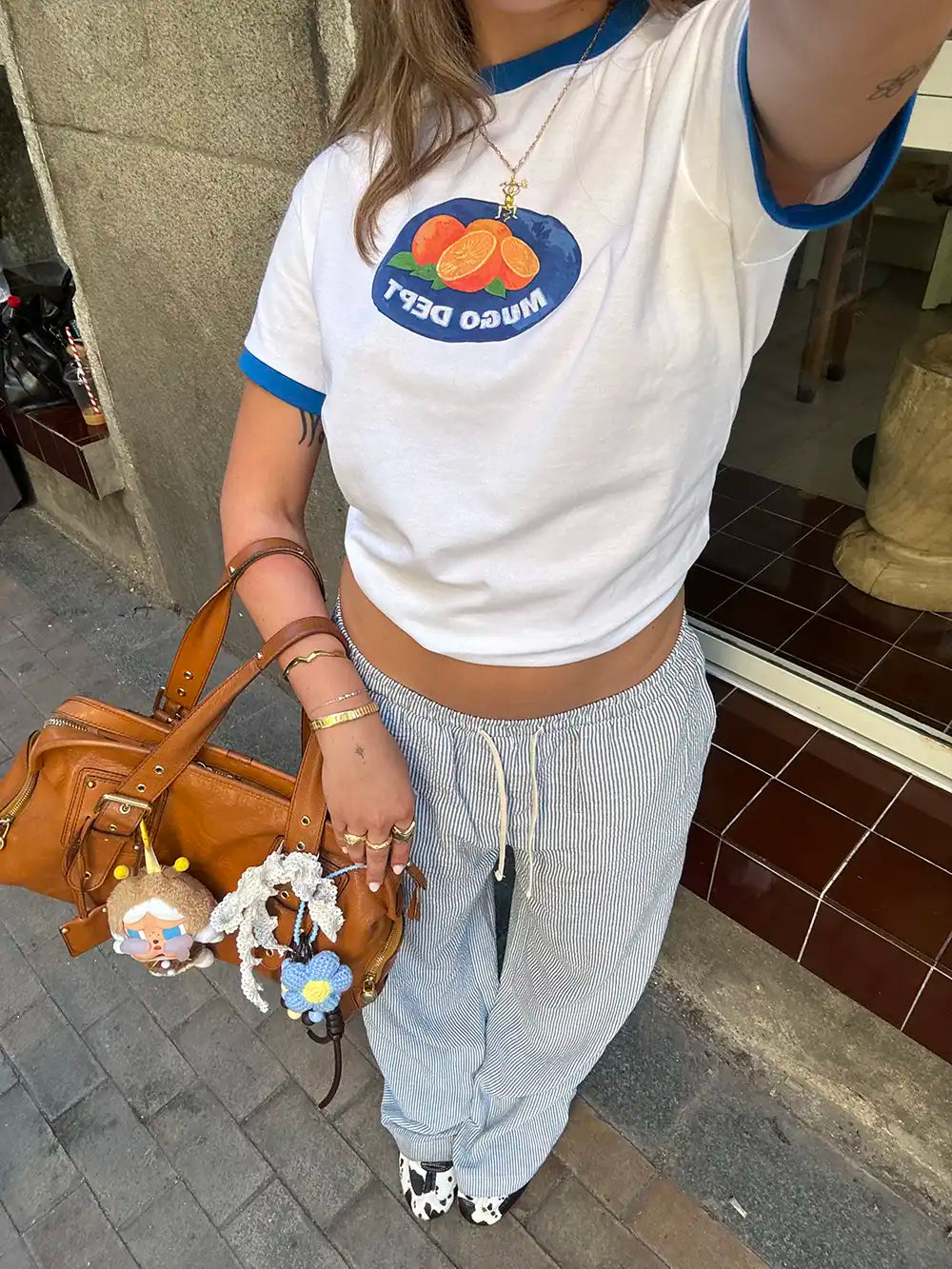 ORANGE RIB TEE