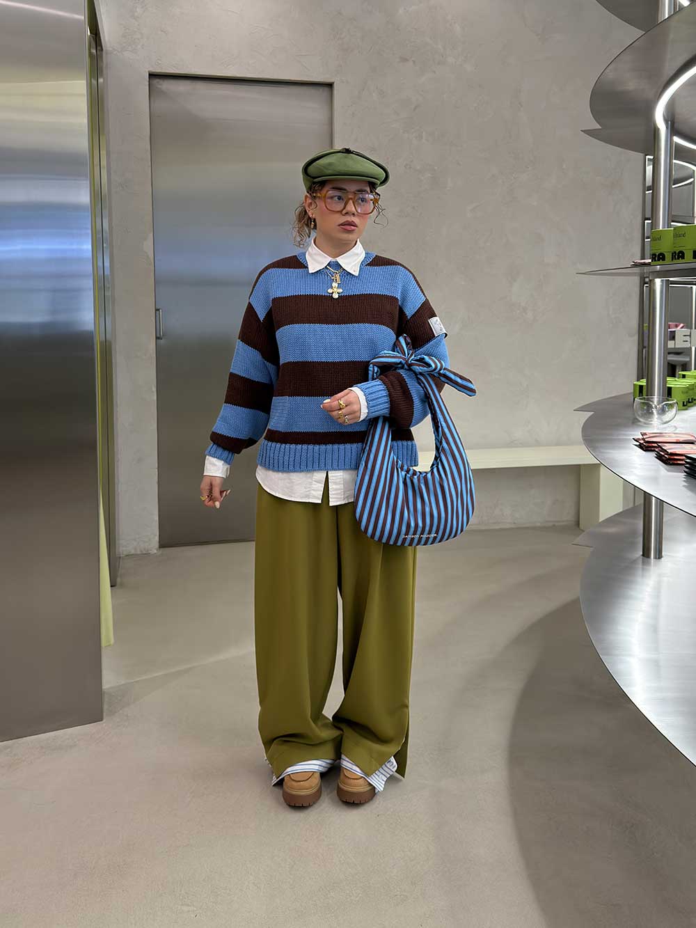 BROWNBLUE STRIPED KNIT