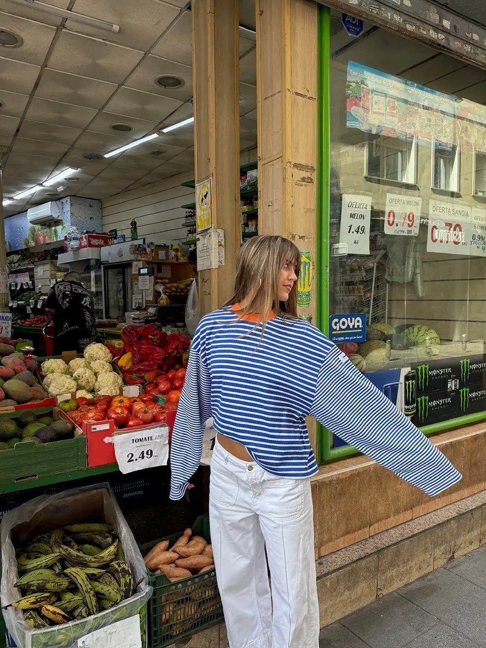 KNIT STRIPED PULLOVER BLUE