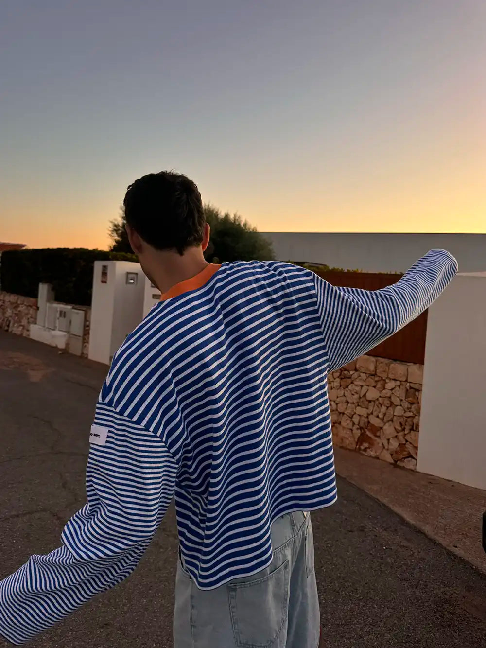 KNIT STRIPED PULLOVER BLUE