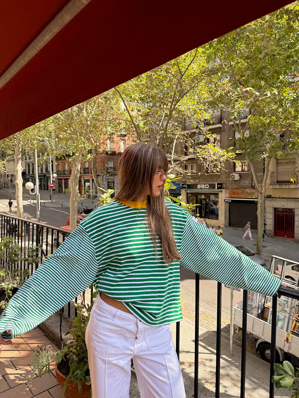 KNIT STRIPED PULLOVER GREEN