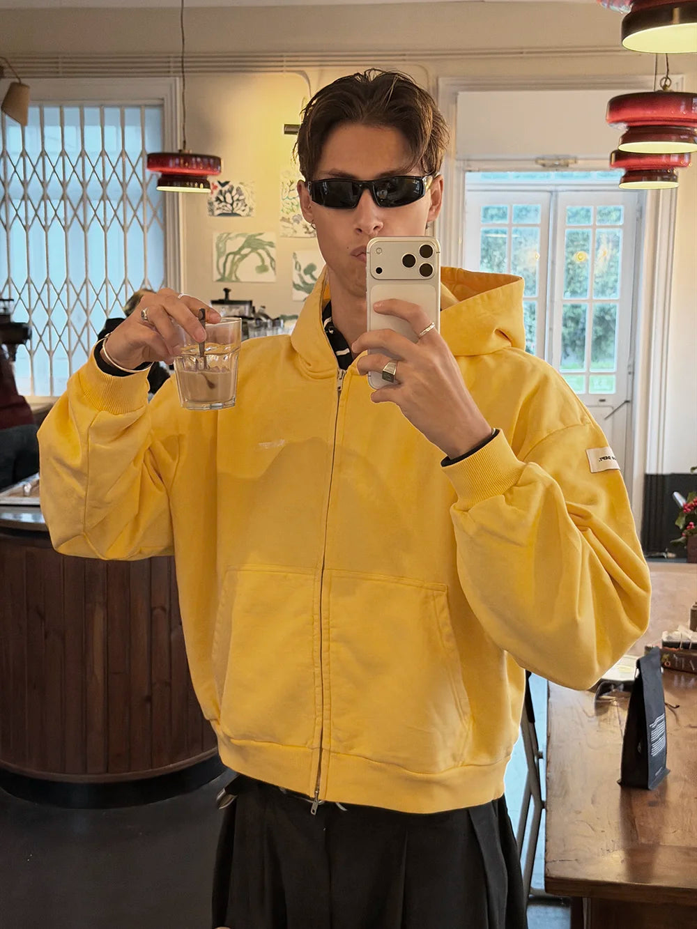 YES YELLOW ZIP HOODIE